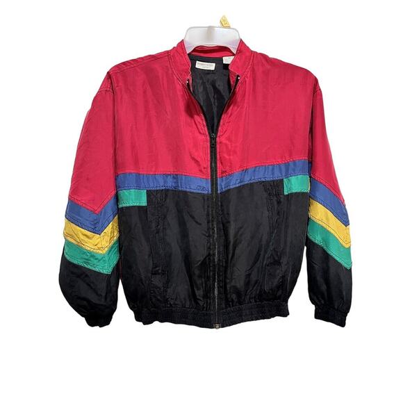 Robert Stock Other - Vintage 80s/90s Robert Stock Silk Jacket Size M Quilted Retro Color Block Bomber